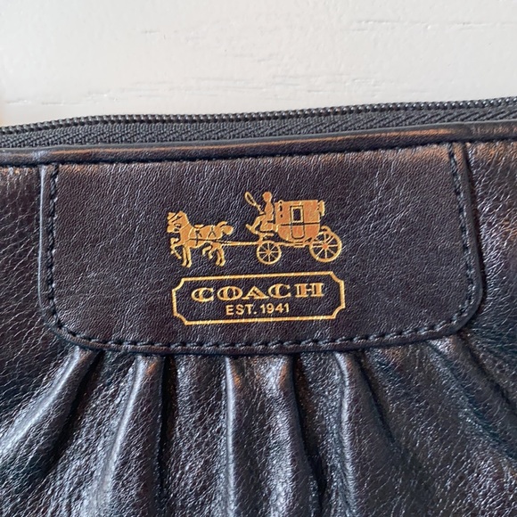 Black Leather Coach Wristlet - Picture 4 of 6